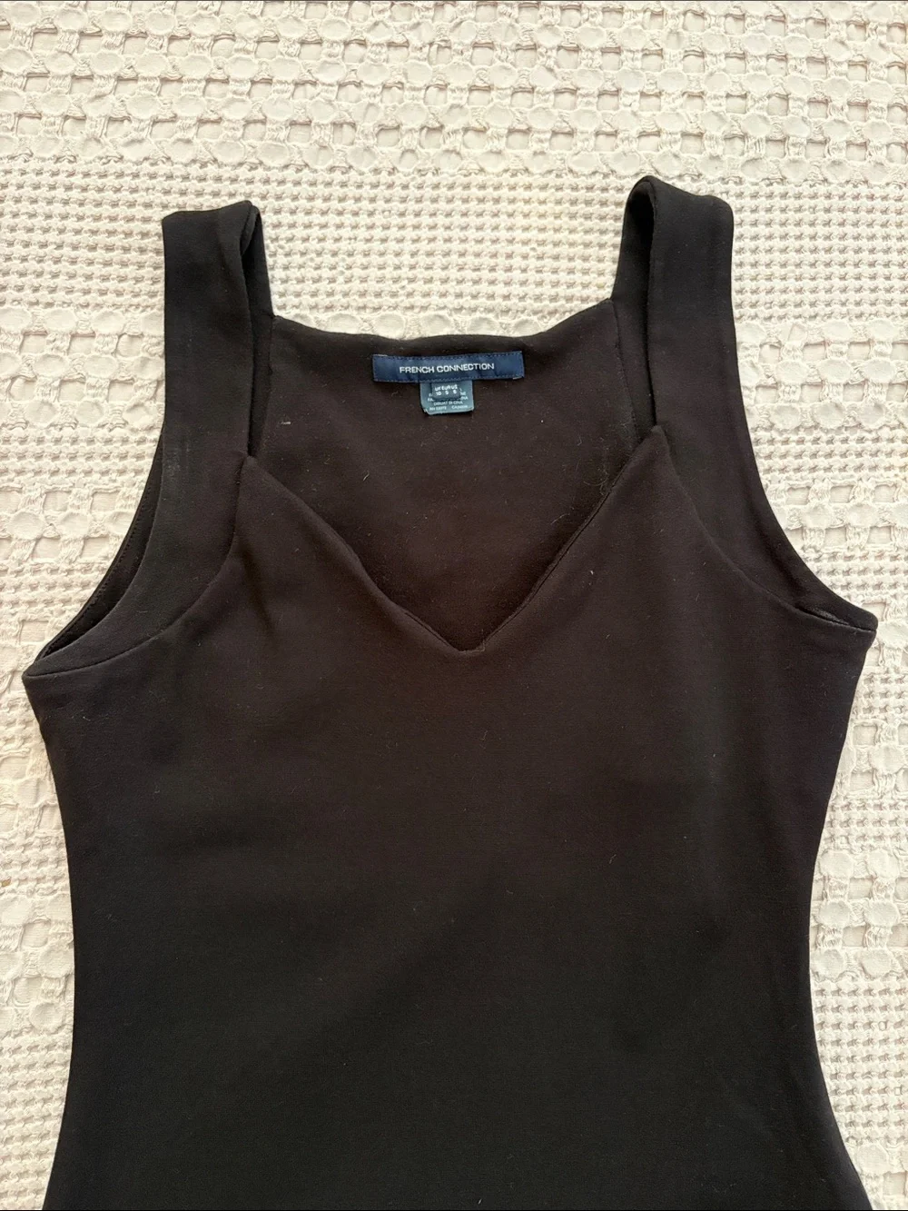 French Connection LBD Black Lace-Trim Tank Dress